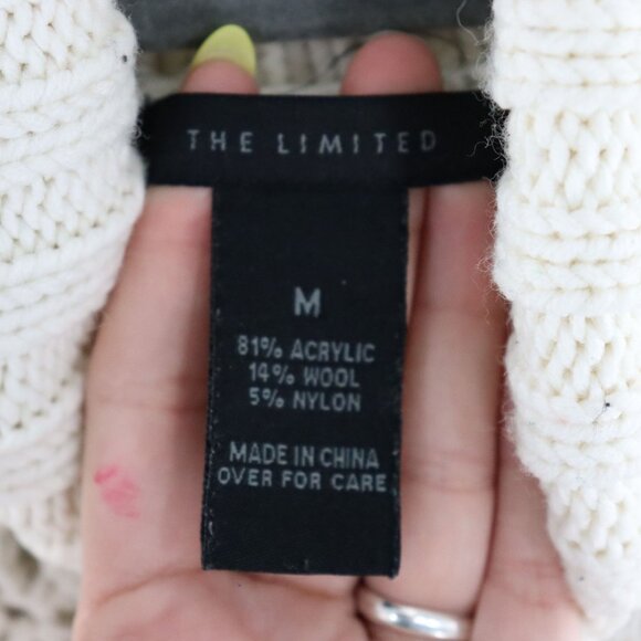 The Limited Wool Sweater Womens M White Grannycore Boho Hippie Transitional Work - Picture 2 of 14